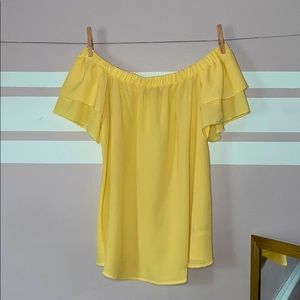 Papaya Yellow - off the shoulder blouse - Large